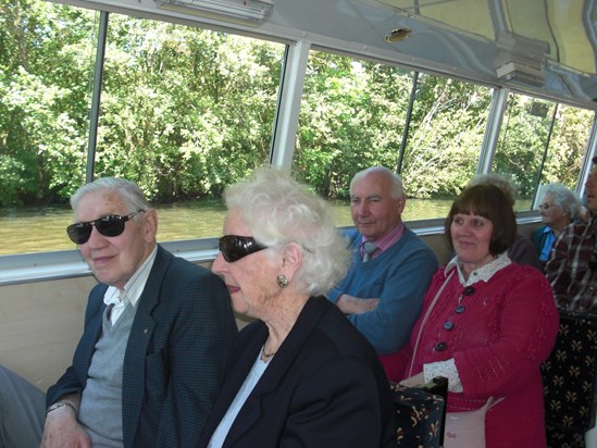Roger, Margaret, John and Tricia on the Norfolk Broads July 2010