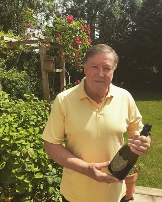 Daddy very happy to be holding his favourite champagne 