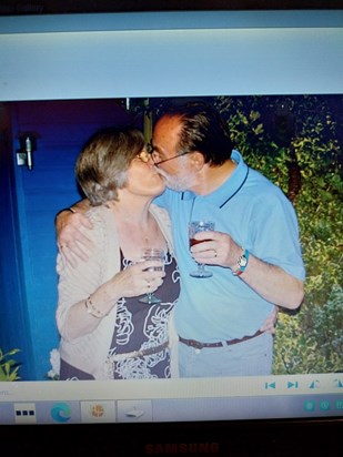 A kiss on our 50th golden wedding anniversary, now we cant kiss,but will always love and miss you xxx❤❤