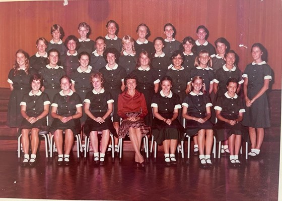 Durban Girls College, Durban, South Africa Form V 1980 - Caroline is at the beginning of the 2nd row on the LHS