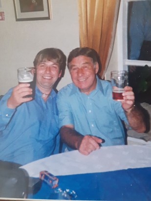 Me and me dad having a couple of pints
