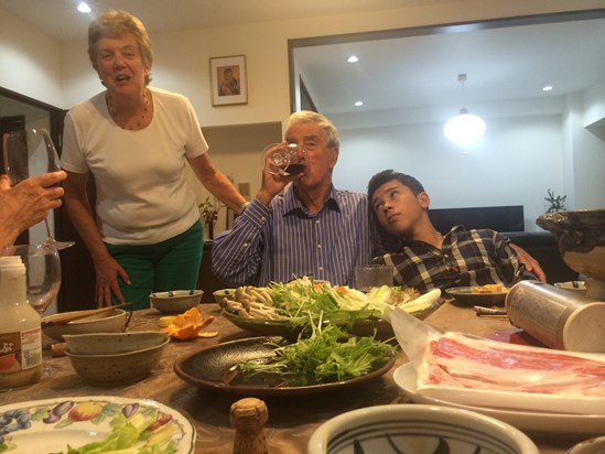 Grandpa, Granny and I (Felix) at dinner in japan!