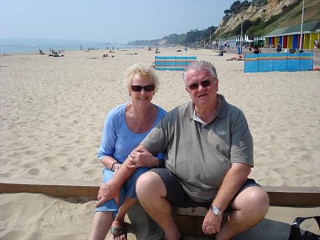 Lois and Roger on bournemouth beach 