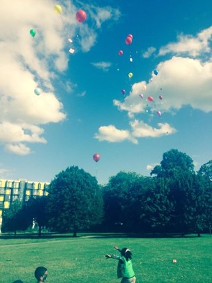 Tribute balloon release for Stacey's 7th anniversary. Love and miss you my beautiful angel. xxxxxxxx
