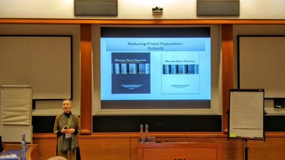 Ruth presenting at the Reducing Prison Population event at the RBS building (outside Edinburgh) in March 2016