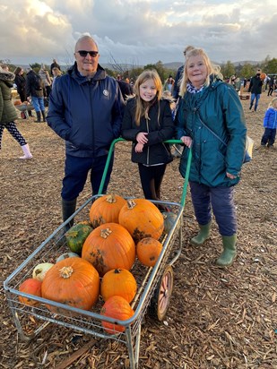 Grandad, Nanny & Holly @ the pumpkin patch 