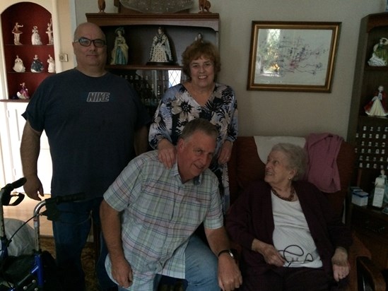 Raymond, Jeanette, and Keith with Jeanette's Mom in 2016
