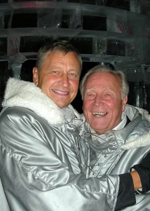 Hughie in the Ice Bar with Preben Rostgaard. 2007.