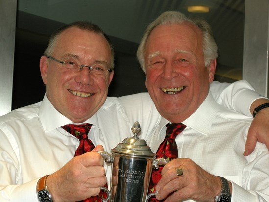 Graham & Hughie receiving a shipping line Golf trophy on a club night in 2008.