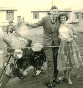 Dennis and Elsie with his motorbike