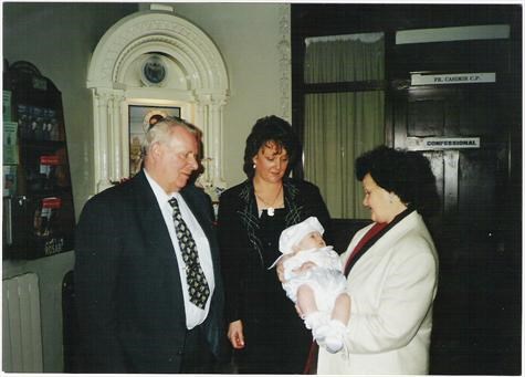 Mary with her mum and dad at Donals christening