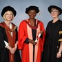 July 2018: Caroline (who acted as Orator) with Baroness Valerie Amos and Professor Judith Squires