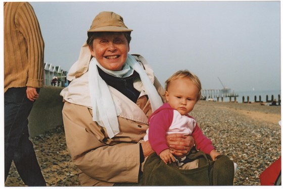 Merete with baby Sophia in 2001