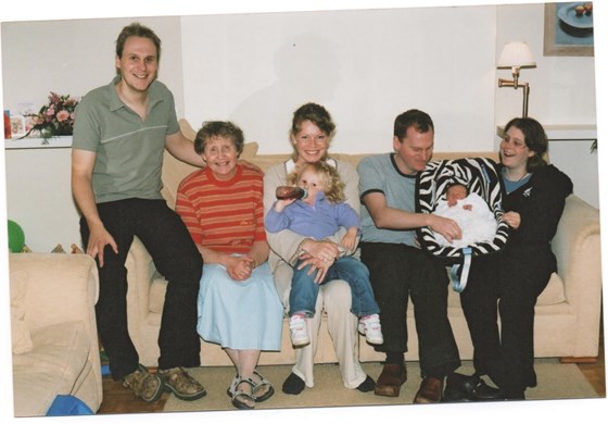 (left to right) Peter, Merete, Anna holding Sophia, Philip, baby Jasmine and Heidi