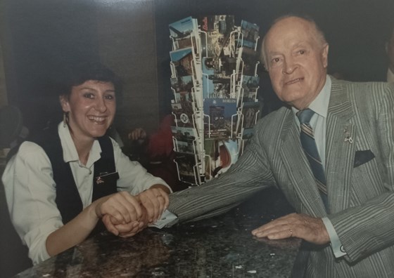 An absolute legend in entertainment is pictured here with Bob Hope, Berlin 1989. RIP Mony, Fondest Memories,xx