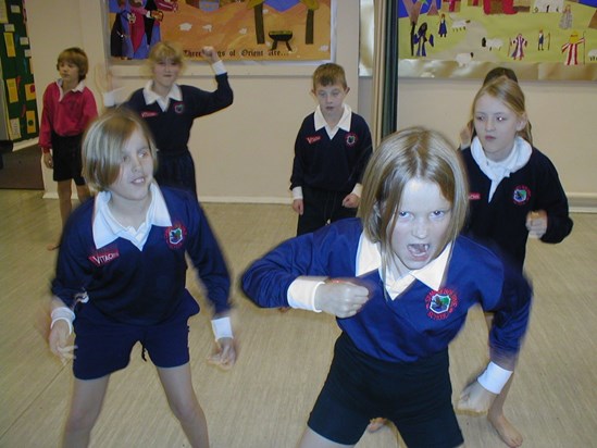 Dancing (?) at St. Mary Bourne Primary School