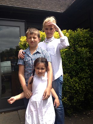 Rosie with her siblings Tom and Phoebe at Tom's confirmation 2013