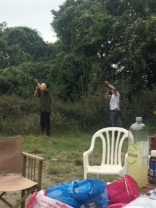 Dave and Stephen playing silly buggers clay shooting ??