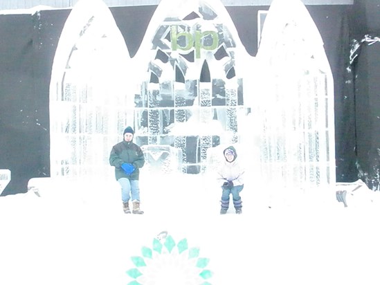 Mom and Angeline at the ice sculptures in Fairbanks