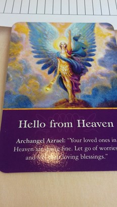 The one angel card I picked at June Wellness Day Guildford 17/6/2017