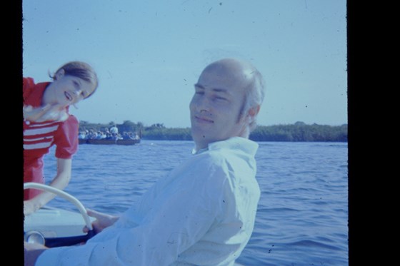 Geoff and Sue on a boat trip