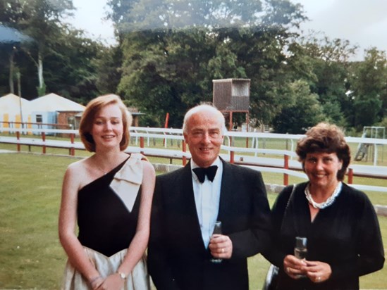 Joanne, Geoff and Shirley at a summer ball