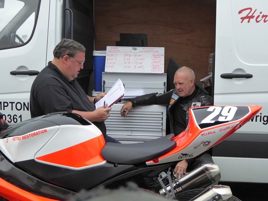 Discussing tactics with Wiggy: just go faster. Anglesey