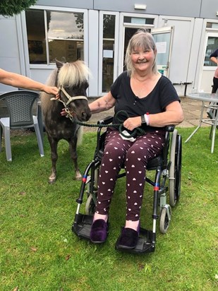 Mum and Whizz the pony at Michael Sobell Hospice