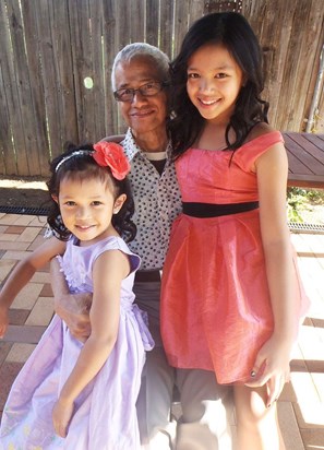With grandchildren, Jessica and Mikayla