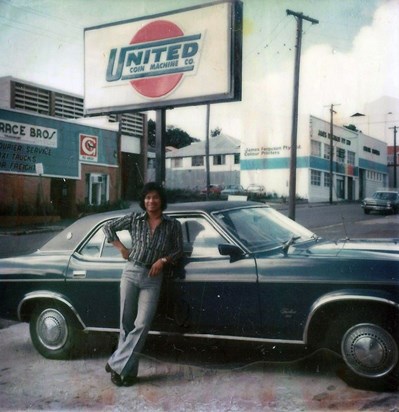 Posing with his car in the 70's