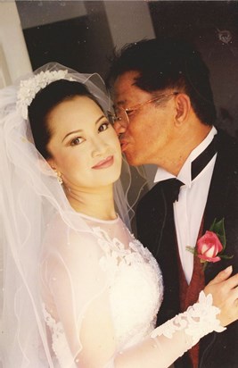 On Caroline's wedding day 1998