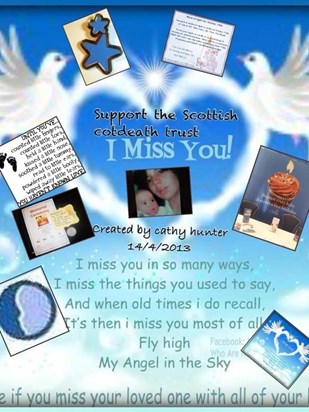 Miss you too baby luv mum and dad hope gran and grands are looking after all of you nana and Jim too xx