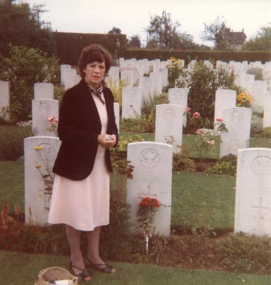 Irene visiting Harry's grave in France