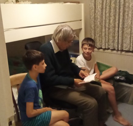 Dad reading his rude version of the Mr Men books to the boys