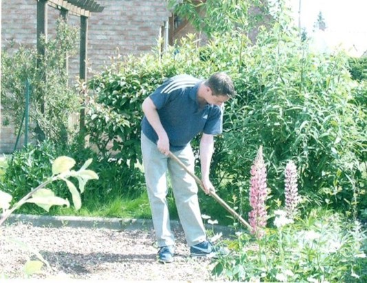 Robert working in the gardens of the Chateau in Thumeries, France