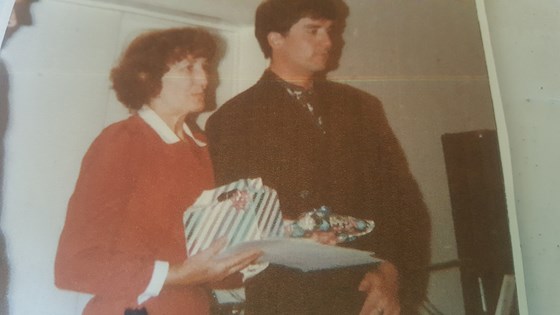 Betty and son John at her retirement party at Croydon General hospital