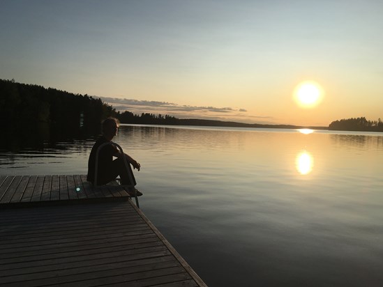 Enjoying the sunset in Finnish Lakeland