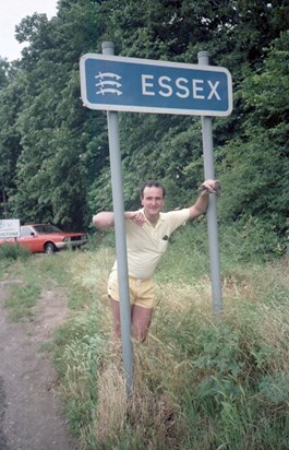 Dave on a sponsored bike ride from London to Cambridge, 20th July 1986