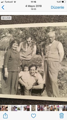 Fatoş with her father, uncle and grandparents. Göztepe. 