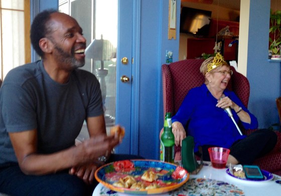 Sue "Queen for the Day" with Ray Booker