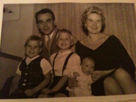 Anneliese, Gerd, Susan, Peter, and Barry (Lisa in waiting).  Christmas 1959 in Edmonton.