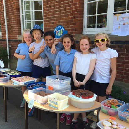 Cake sale at Lauren & Hannah Weeks' school for Jacinta's charity, Youth Music.