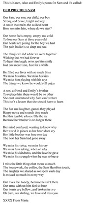 Our Precious Sam   Maria's Poem