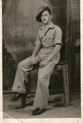 In his army uniform
