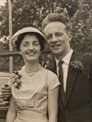 Jill with her husband Peter on the day of their wedding