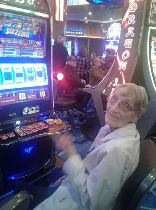 Nan at casino doing what she loved in Lincoln City.