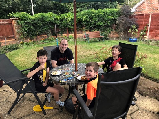 Nick entertaining his nephews ( Ewan, Oscar and Max)