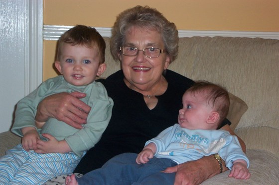 With her two grandchildren