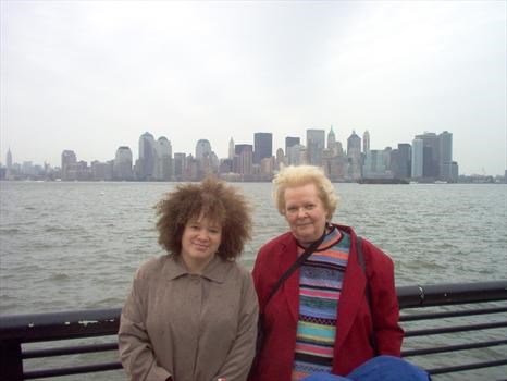 Ann Louise, Sarah and Alexandra on the Liberty Island ferry, New York, April 2004 (2)