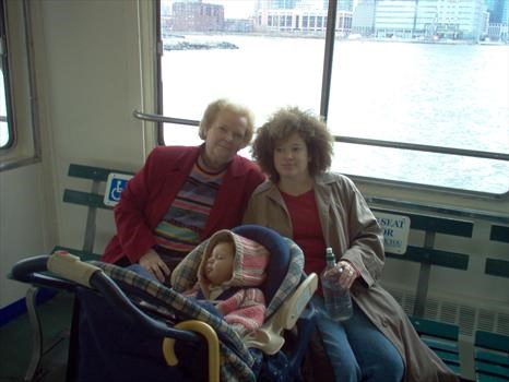 Ann Louise, Sarah and Alexandra on the Liberty Island ferry, New York, April 2004
